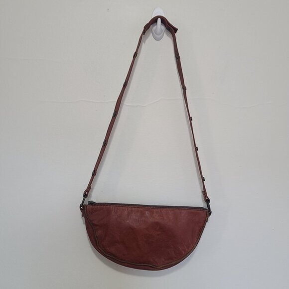 Lyons Leather Co Honey Bee Purse Bag Brown Half Circle Crossbody - Picture 4 of 10